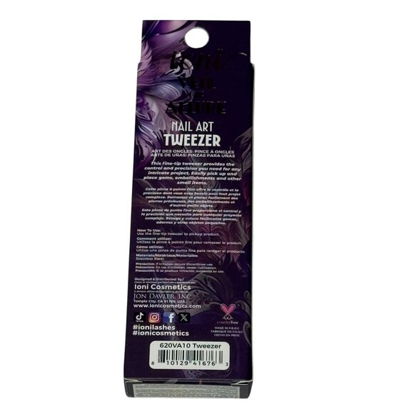 Ioni Nail Art Tweezers – Fine Tip Precision Tool for Gems – Purple - Picture 2 of 4